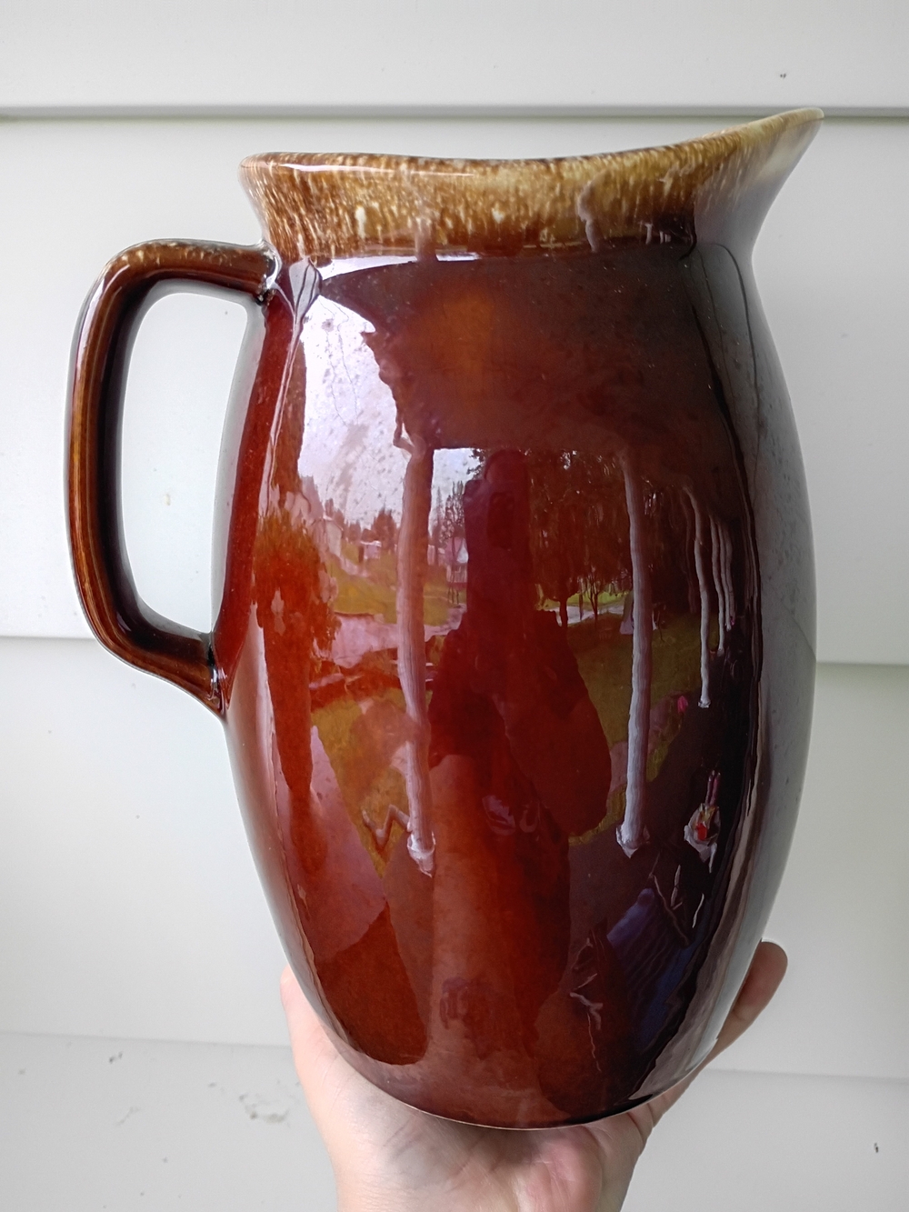 Vtg Stineware Mid Century 9" Hull Pottery Brown Drip Glaze Pitcher